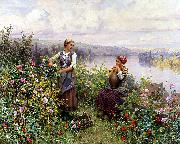 Daniel Ridgeway Knight On the Terrace at Rolleboise oil on canvas